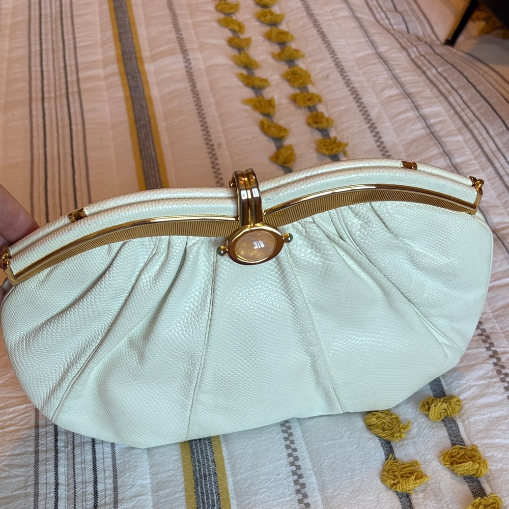 Judith Leiber Cream and Gold Clutch